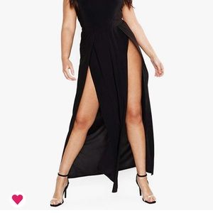 Long double slit Black skirt